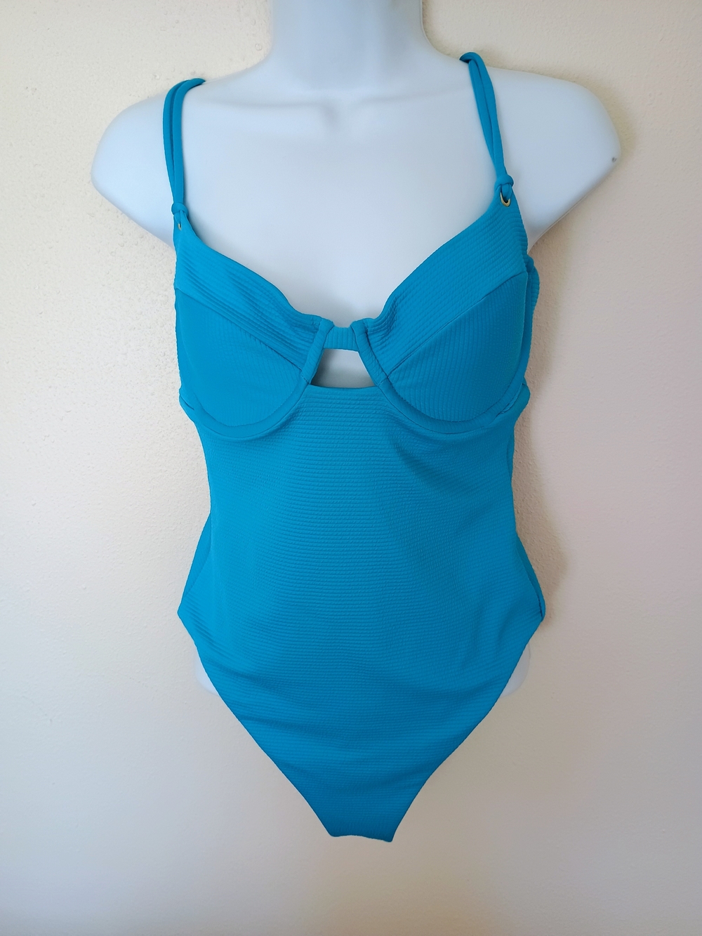 Trina Turk Turquoise Ribbed One-Piece Swimsuit